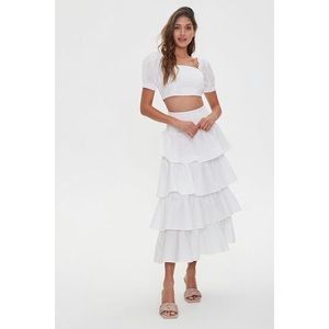 Poplin Puff-Sleeve Crop Top and Smocked Skirt
